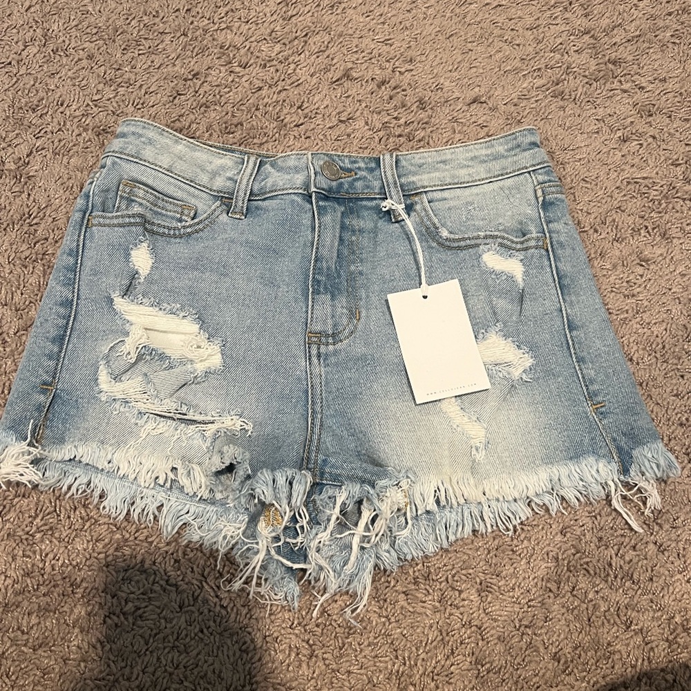 Cello Distressed High Rise Cheeky Shorts Size Small